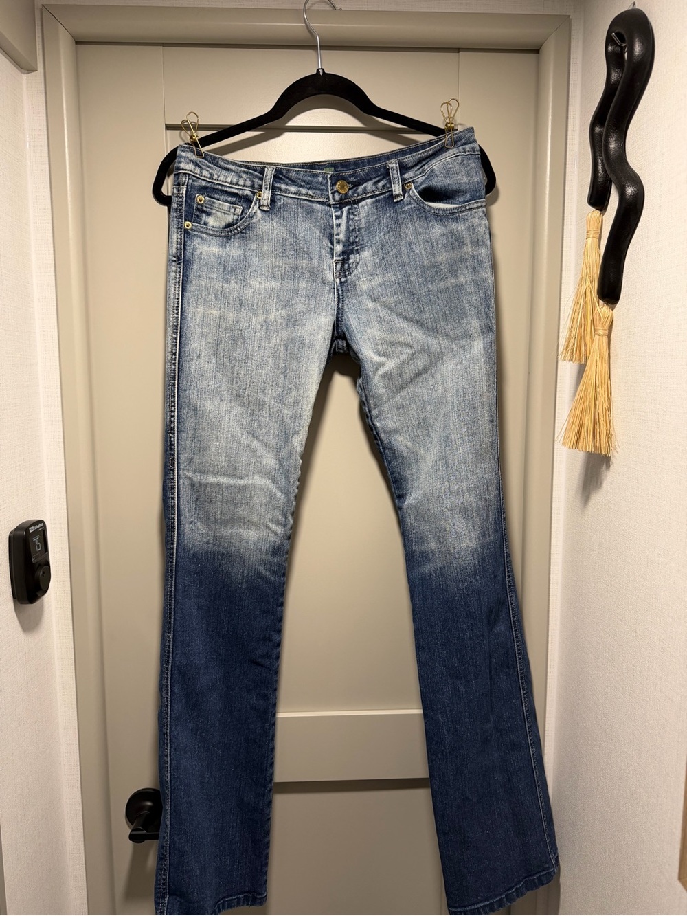 7 For All Mankind Two-Tone Light and Dark Blue Denim Jeans